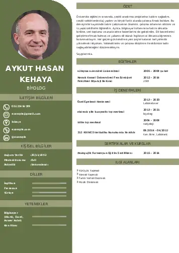 Biyolog CV Örnekleri cv indir